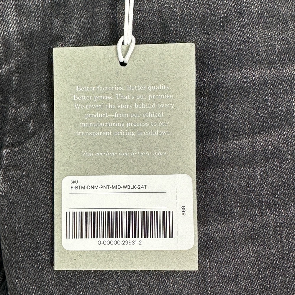 NWT Everlane‎ Black Skinny Jeans Size 24 Tall Denim Sustainable Stretch Mid 24T - Picture 10 of 15